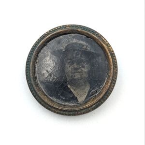 Antique late 1800s tin type photograph brooch pin